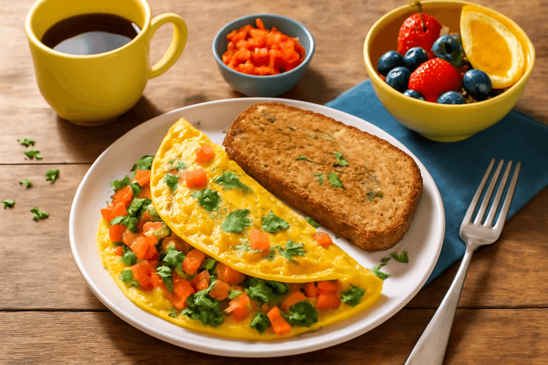 Energizing Veggie Omelette with Whole Grain Toast