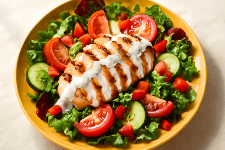 Klasyczna sałatka z grillowanym kurczakiem i warzywami