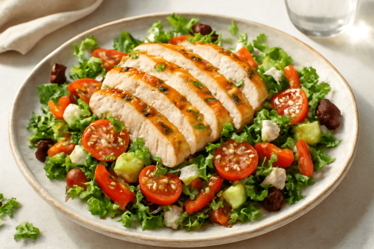 Mediterraner Hähnchen-Gemüse-Salat