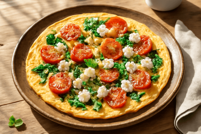 Κλασική Ομελέτα με Σπανάκι & Ντομάτα