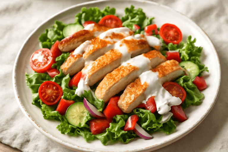 Leichter Hähnchen-Gemüse-Salat mit Joghurt-Dressing
