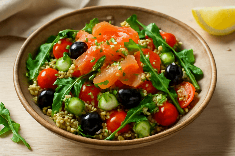 Insalata Mediterranea di Quinoa e Salmone