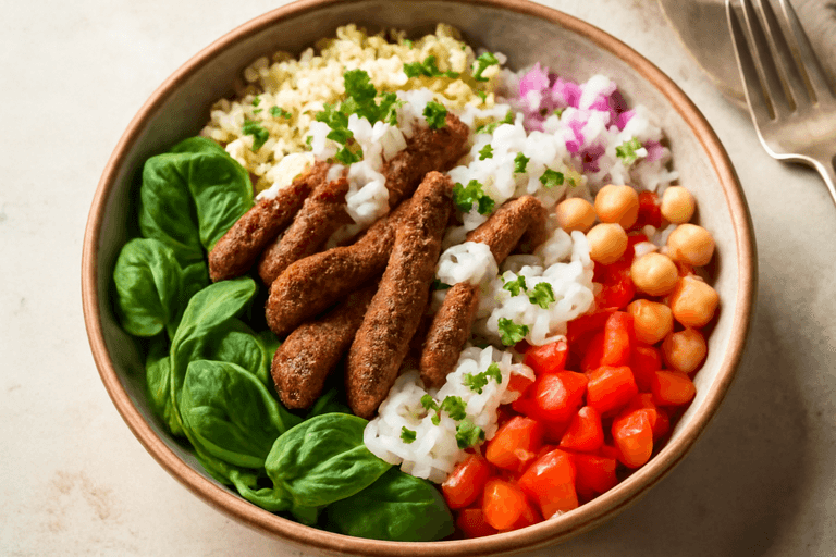 Herzhaftes Rindfleisch-Bulgur-Bowl