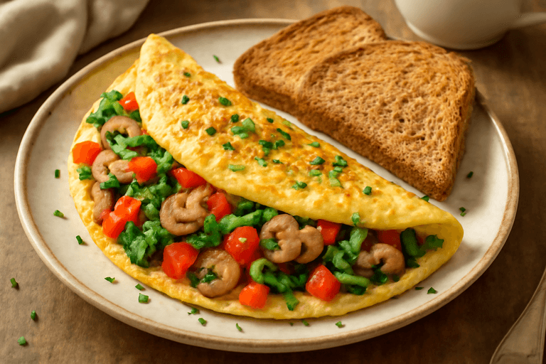 Klassieke Groente Omelet met Volkoren Toast