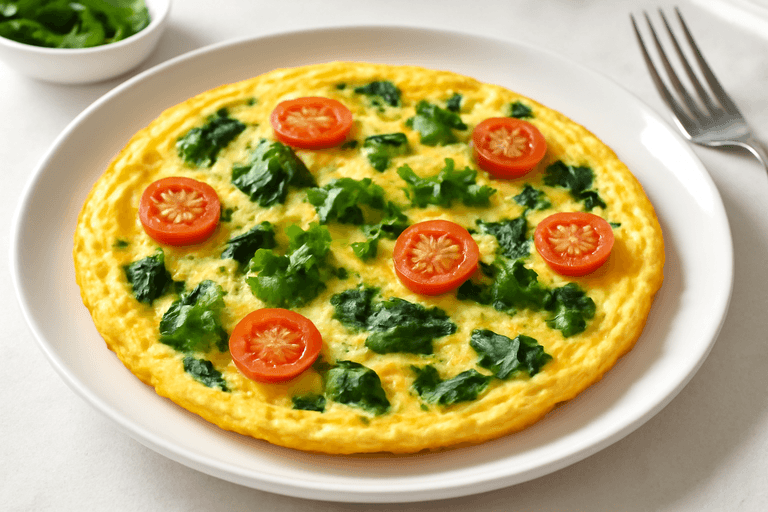 Omelette légère aux épinards et tomates