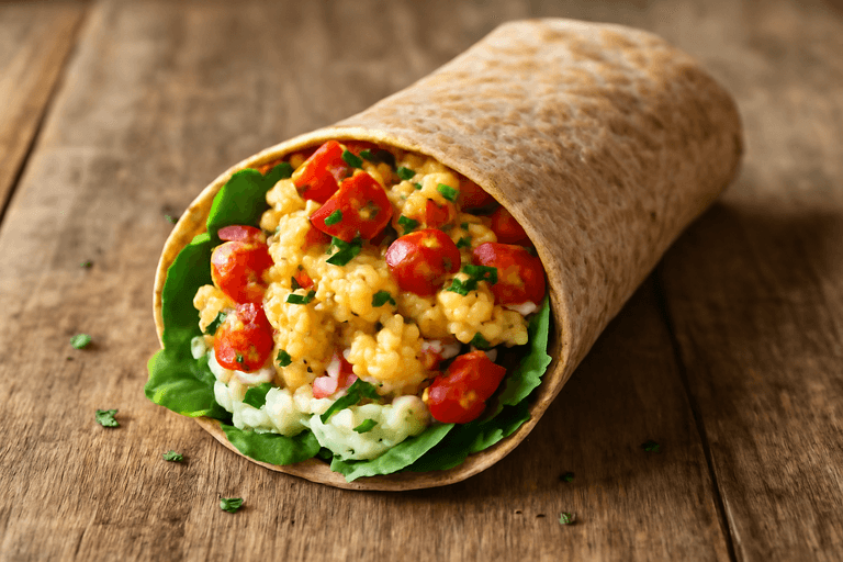 Proteinrika ägg- och grönsakswraps