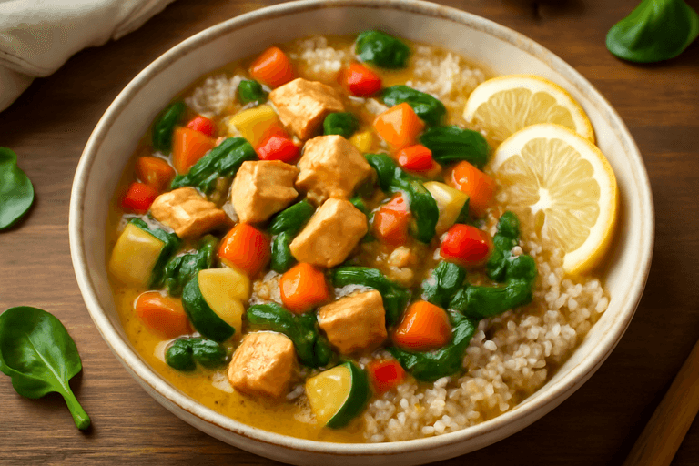 Lätt kycklinggryta med grönsaker och quinoa