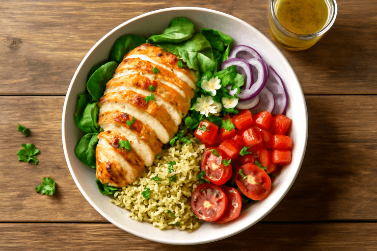 Färgglad Kycklingsallad med Quinoa och Citronvinägrett