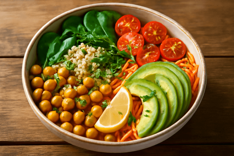 Veganer Kichererbsen-Gemüse-Bowl