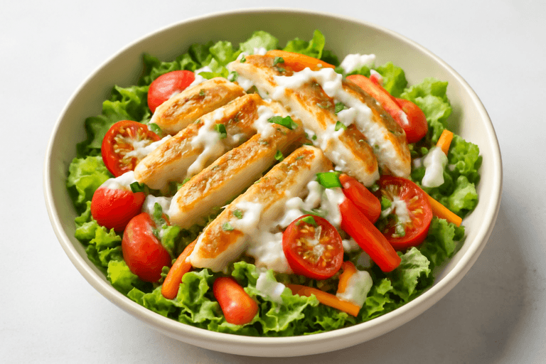 Leichter Hähnchen-Gemüse-Salat mit Joghurt-Dressing