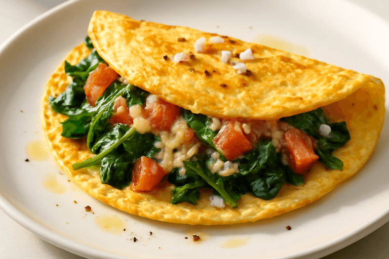 Energie Boost Omelet met Spinazie en Tomaat