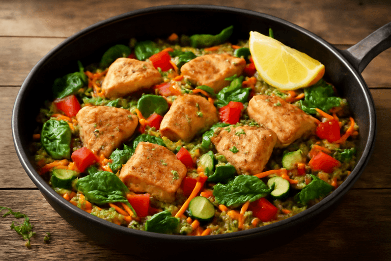 Hähnchen-Gemüse-Pfanne mit Quinoa