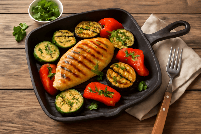 Легкая куриная грудка с овощами-гриль