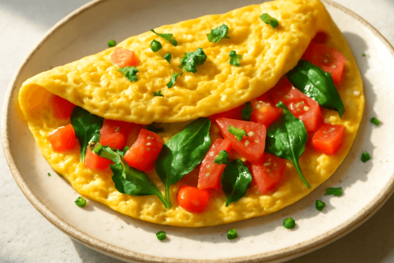 Klassisk omelett med färska grönsaker