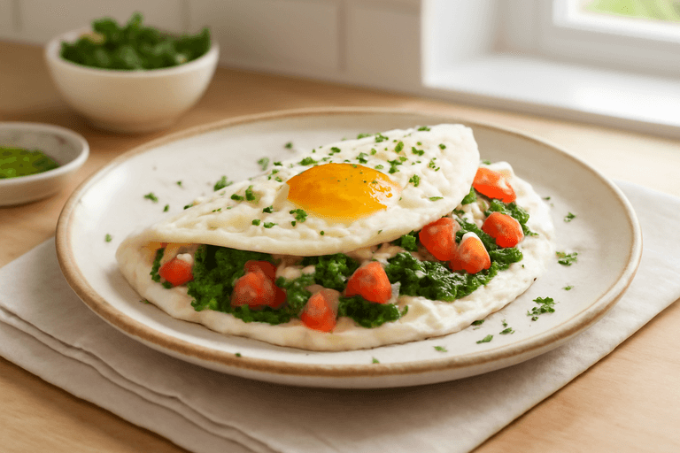 Tortilla clásica de claras y espinacas para empezar el día con energía