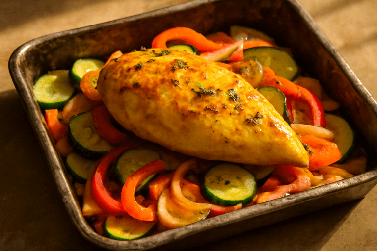 Ψητό Κοτόπουλο με Λαχανικά & Κουρκουμά