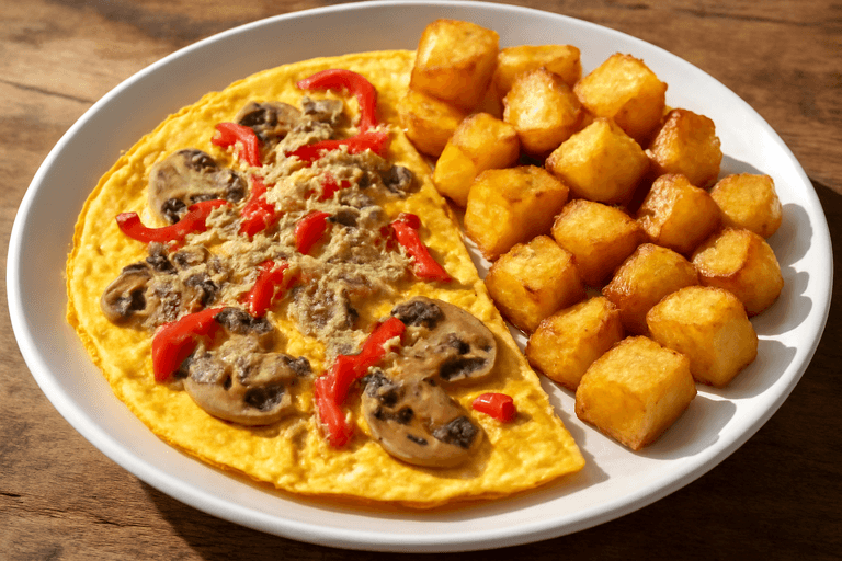 Κλασική Ομελέτα με Λαχανικά & Ψητές Πατάτες