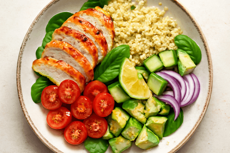 Fräsch kycklingsallad med quinoa och avokado