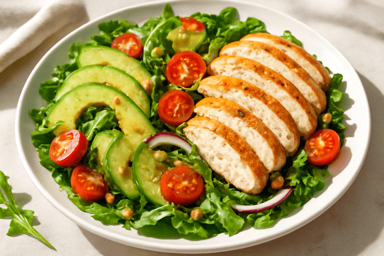 Fräsch kycklingsallad med avokado & citronvinägrett