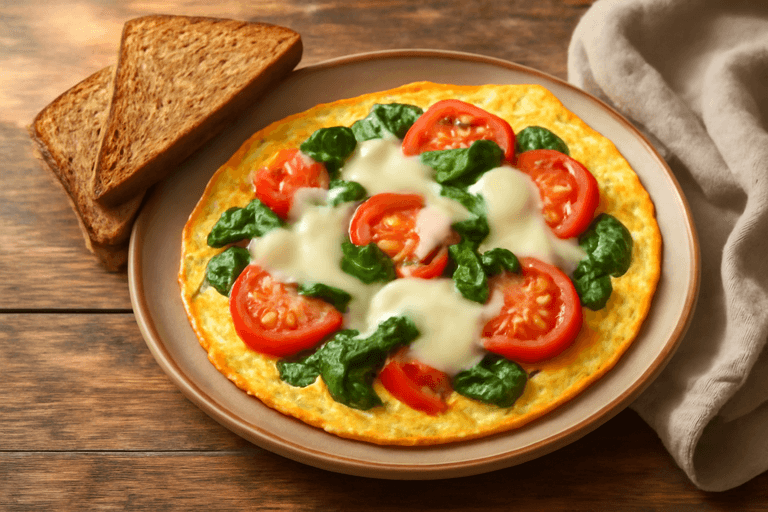 Omelete Clássico de Espinafre e Tomate