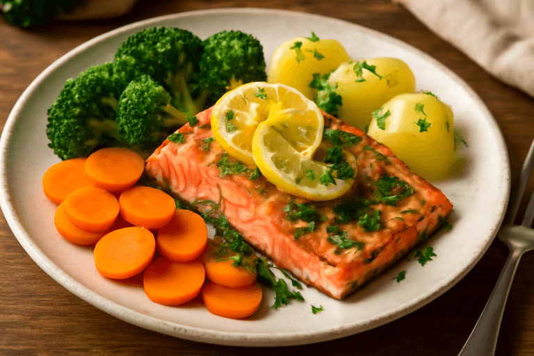 Ugnsbakad lax med färska örter och citron