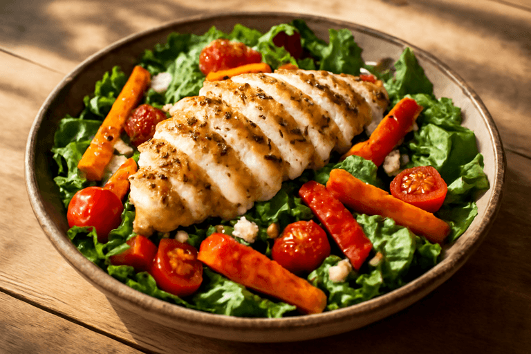 Lichte Kipsalade met Geroosterde Groenten