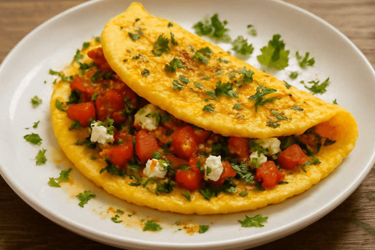 Omeletă energizantă cu legume și brânză