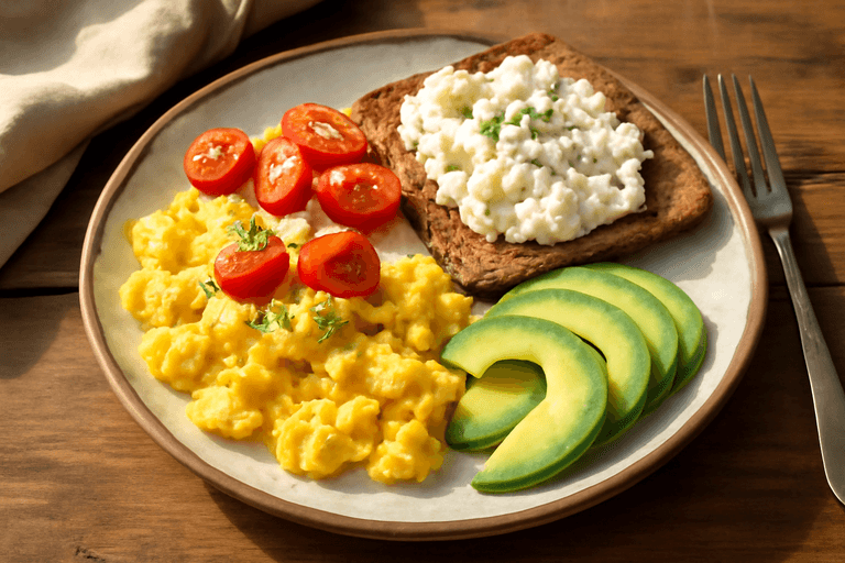 Herzhafte Protein-Pfanne mit Vollkornbrot