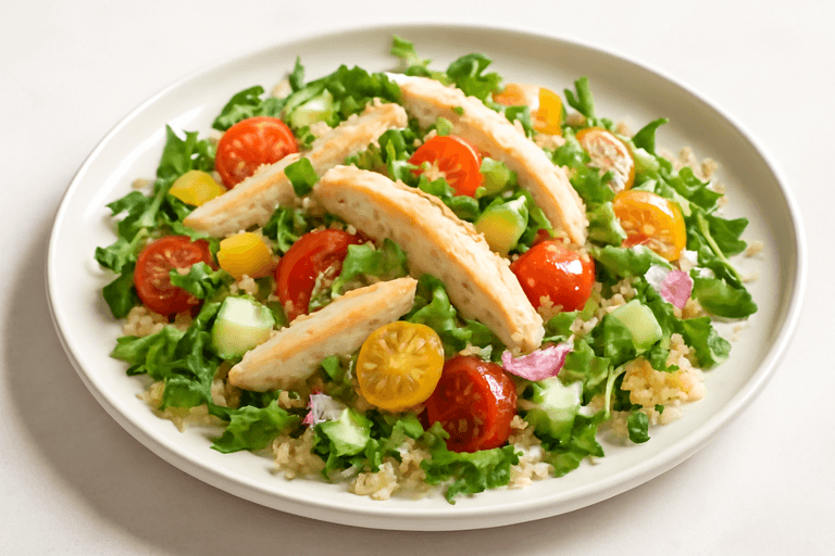 Leichter mediterraner Hähnchen-Quinoa-Salat