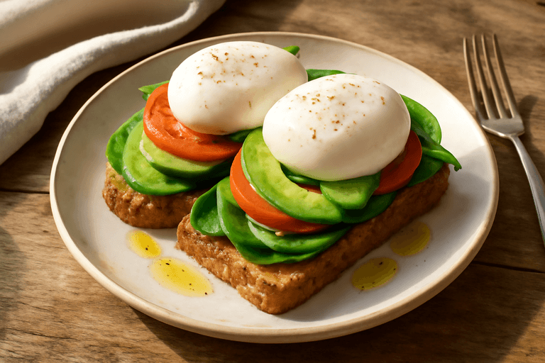 Mic Dejun Clasic cu Ouă Poșate și Salată Fresh