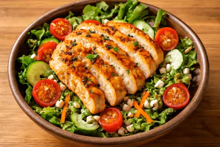 Salată hrănitoare cu piept de pui și legume crocante