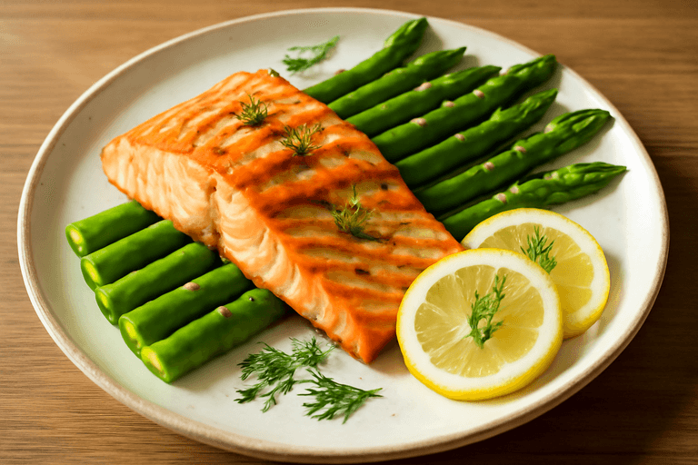 Gegrilde Zalm met Citroen & Groene Asperges
