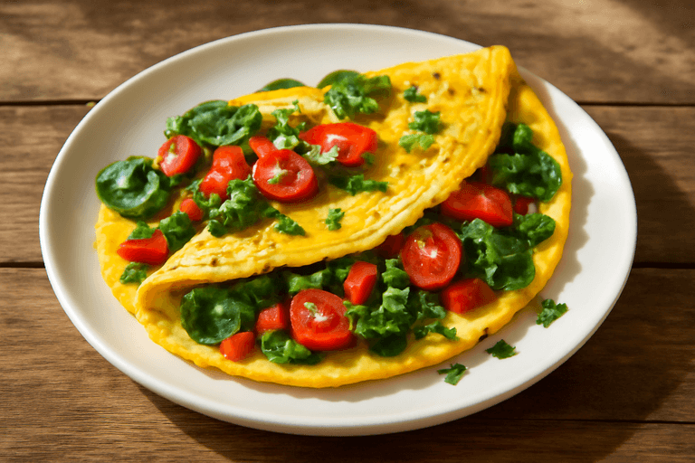 Omletă clasică cu legume proaspete