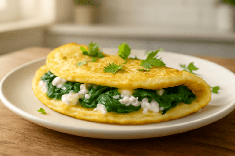 Tortilla de Espinaca y Queso Cottage Ligera