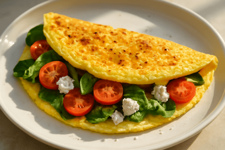 Proteinrik klassisk omelett med färska grönsaker