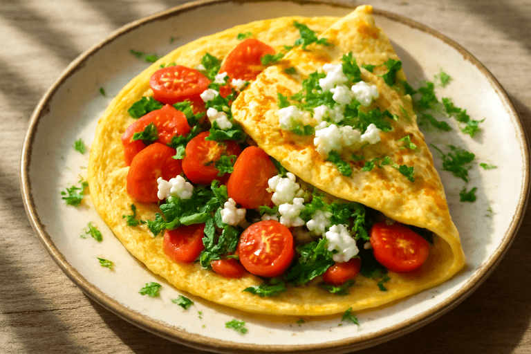 Классический омлет с овощами и зеленью