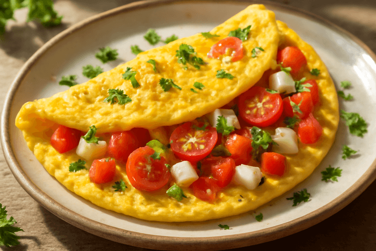 Omletă sănătoasă cu legume și brânză slabă