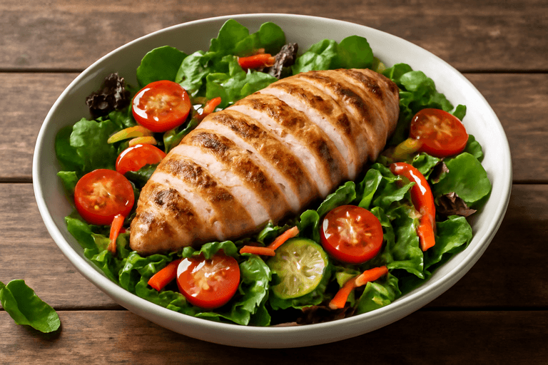 Salată Clasică cu Piept de Pui la Grătar și Legume Proaspete