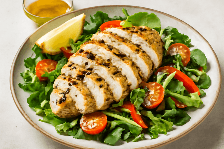 Piept de pui la grătar cu salată proaspătă de legume