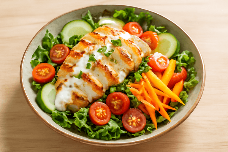 Salată sățioasă de pui cu legume crocante