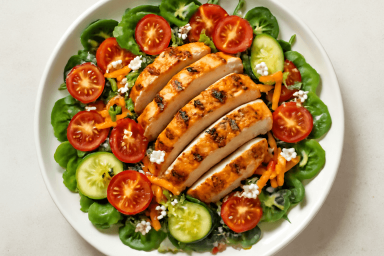 Fargerik kyllingsalat med feta og balsamico