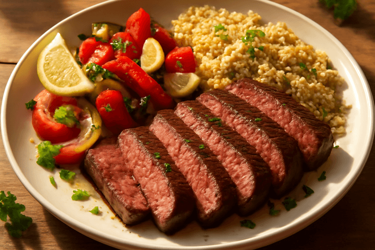 Rindersteak mit Quinoa und Ofengemüse