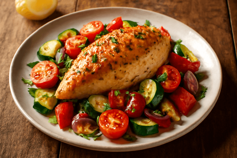 Hähnchenbrust auf mediterranem Gemüsebett