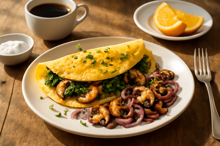 Omelette légère aux épinards et champignons
