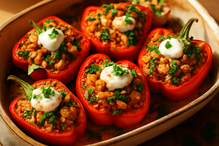 Klassieke Gevulde Paprika's met Kip en Quinoa