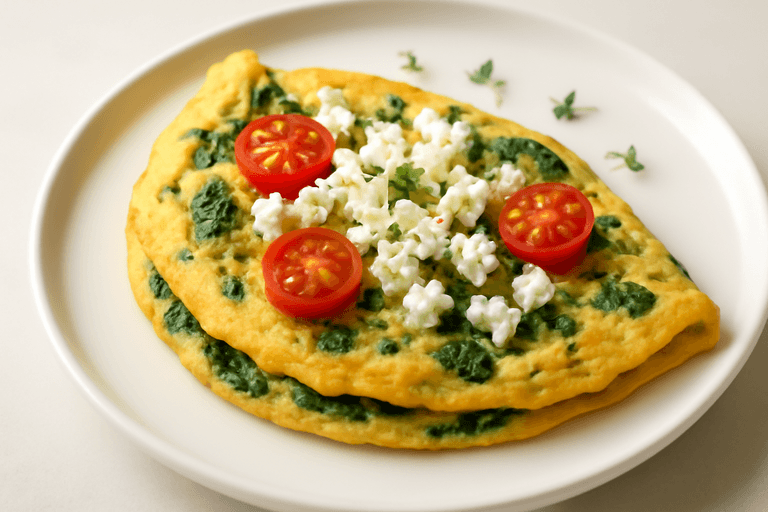 Omelette Clásico con Espinacas y Tomate