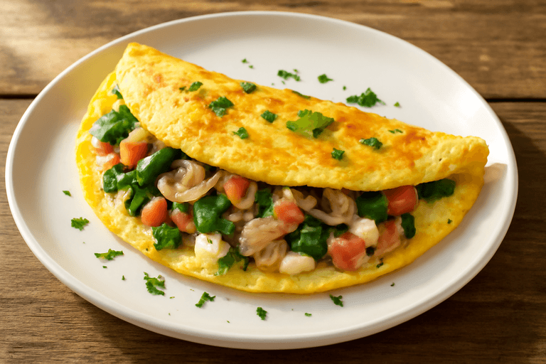 Omelette Clásico de Vegetales y Queso para un Despertar Ligero