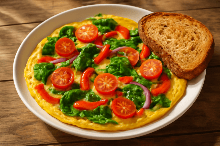 Proteinrik Grönsaksomelett med Fullkornsbröd