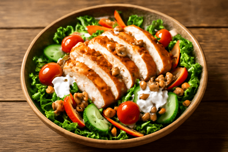 Leichter Hähnchen-Gemüse-Salat mit Joghurtdressing