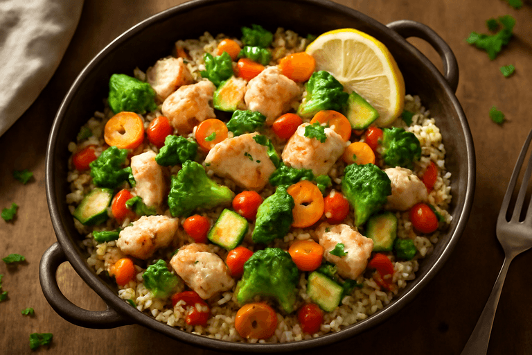 Hähnchen-Gemüse-Pfanne mit Quinoa